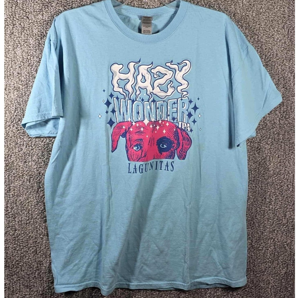 Lagunitas Hazy Wonder IPA Beer‎ T-Shirt Light Blue Graphic Brewery Mens XL